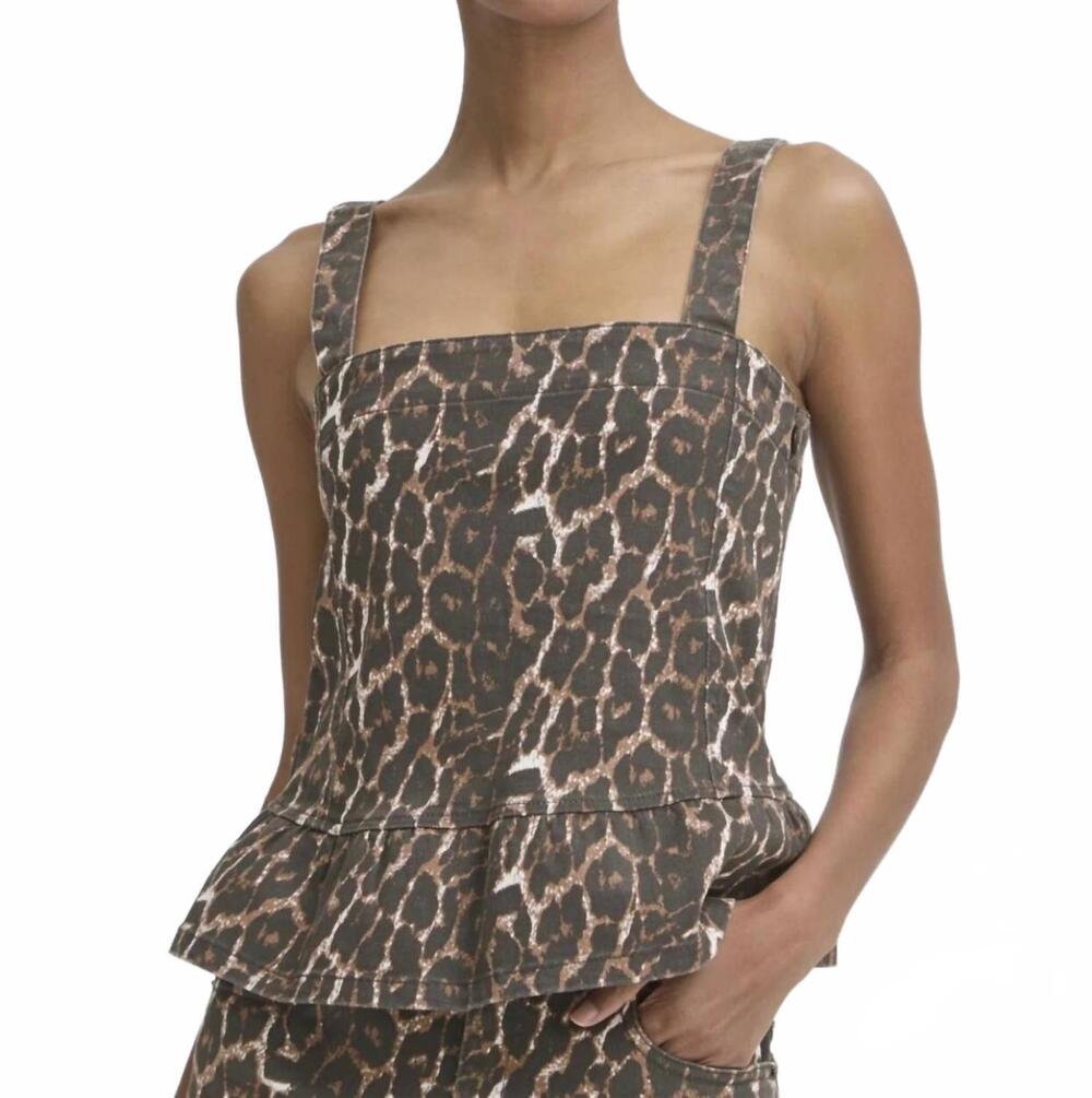 NEW HARPER brokes square neck top in leopard